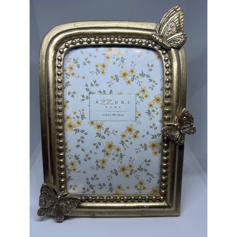 Azzure Home Gold Butterfly Picture Frame 4x6 ~ Cottagecore Fairy Whimsical Decor